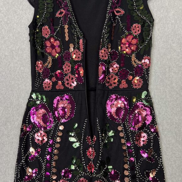 Lulus Black Era of Opulence Burgundy Sequin Cap Sleeve Maxi Dress Size Small - Picture 11 of 13